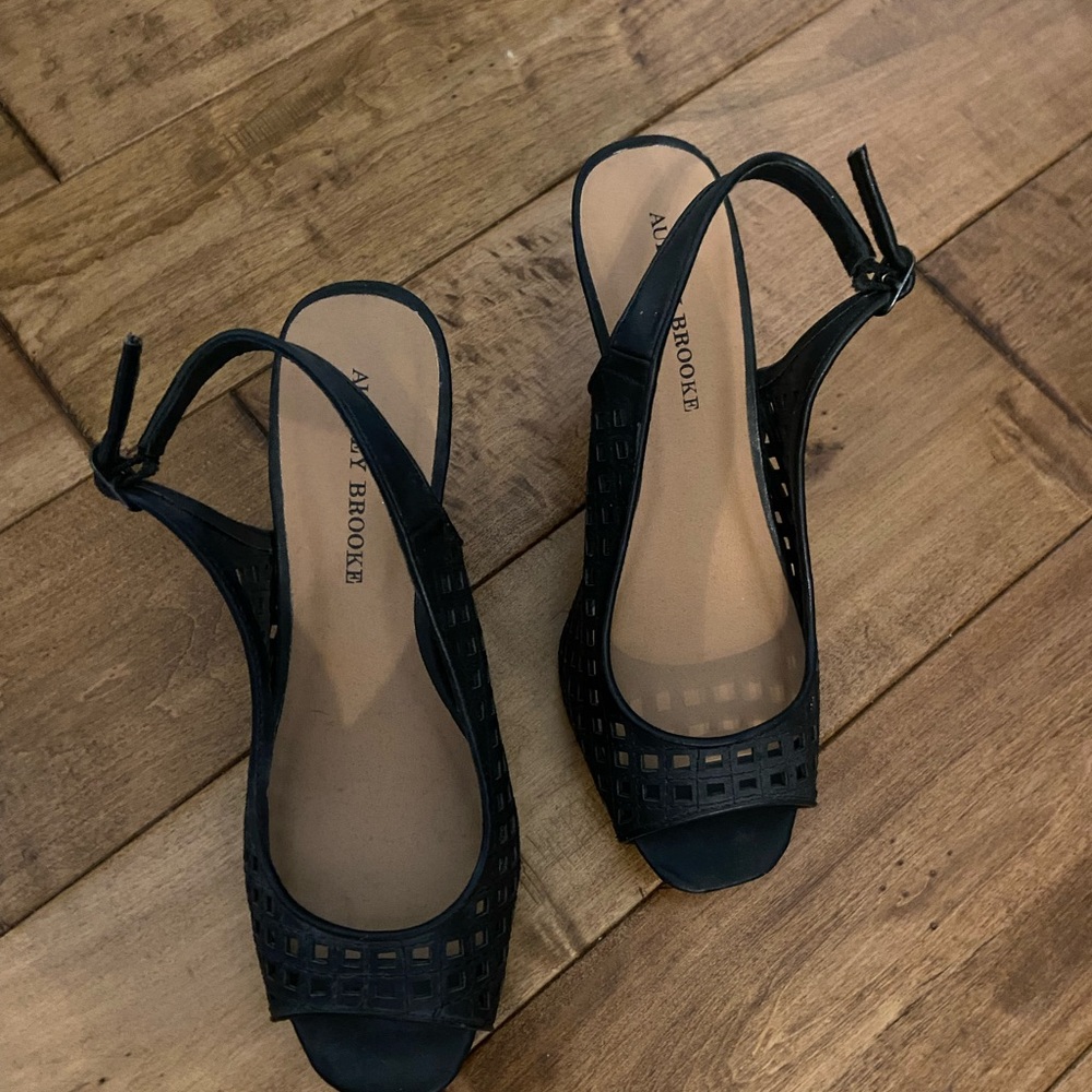 Black Women's Slingback Cork Wedge